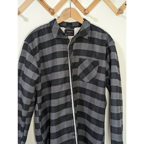 Nomad Men's Long Sleeve Sherpa Lined Flannel Button Front Shirt Jacket - Large - Picture 2 of 7